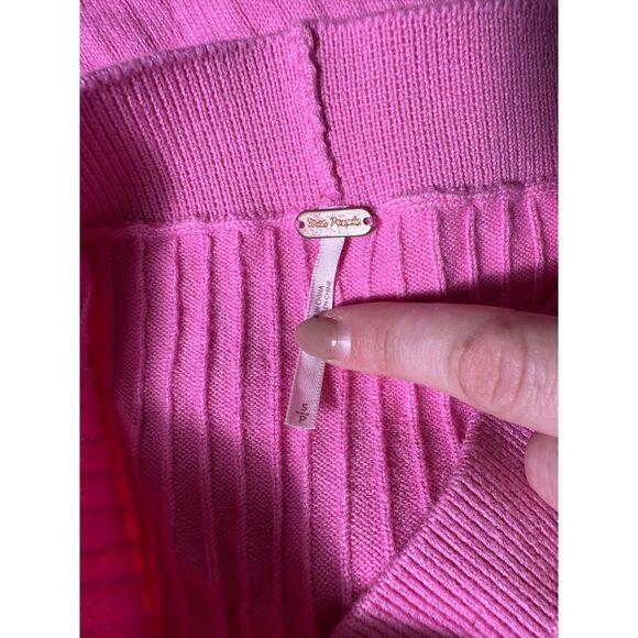 Free People Pink Ribbed Midi Skirt - Picture 4 of 8